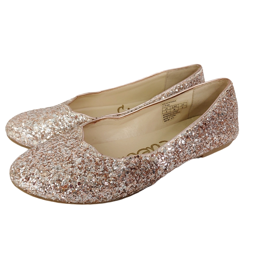 Sam Edelman Blush Pink Glitter Ballet Round Flats
